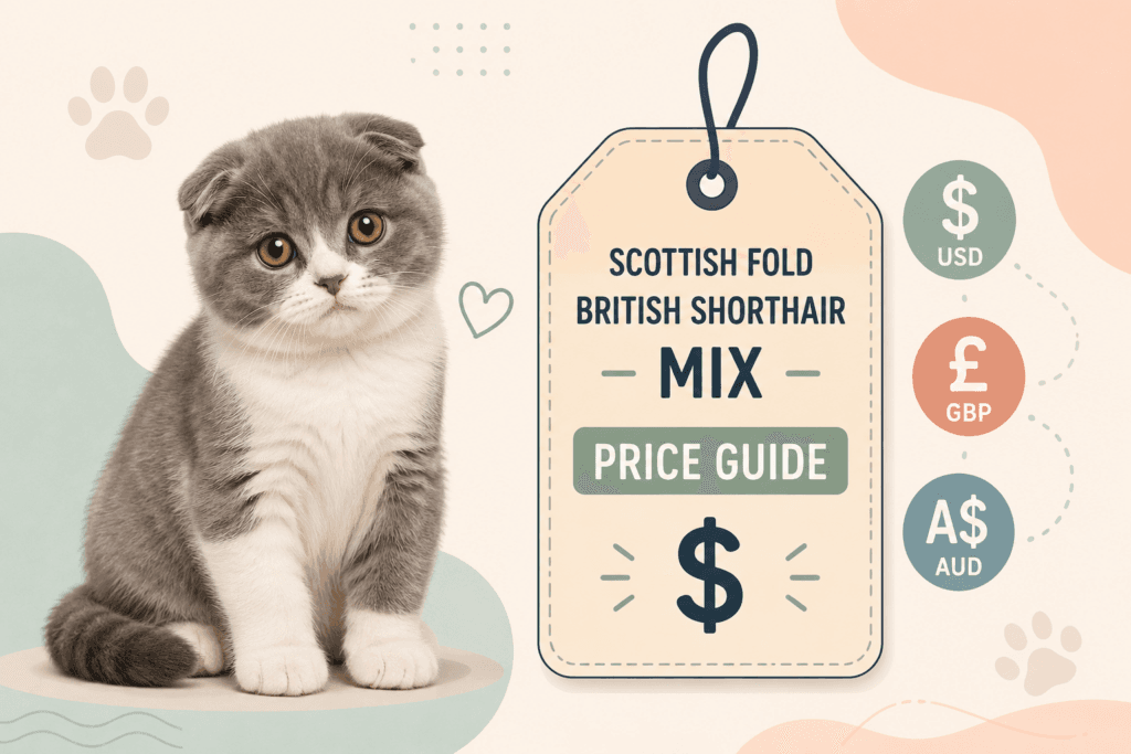 Scottish Fold British Shorthair mix price and cost guide infographic