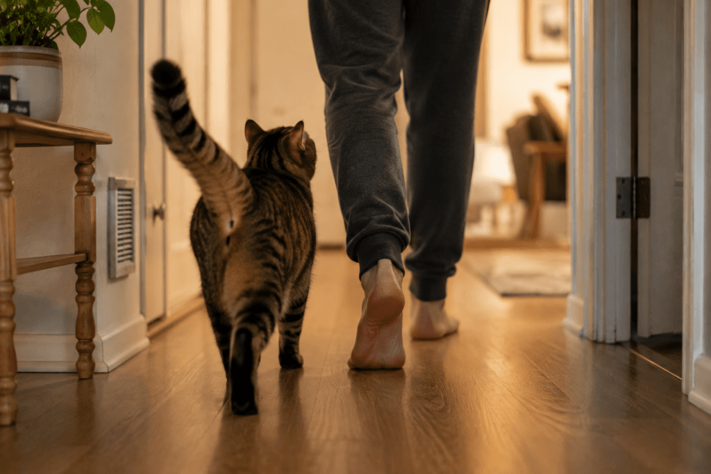 Cat following owner from room to room as a sign of trust