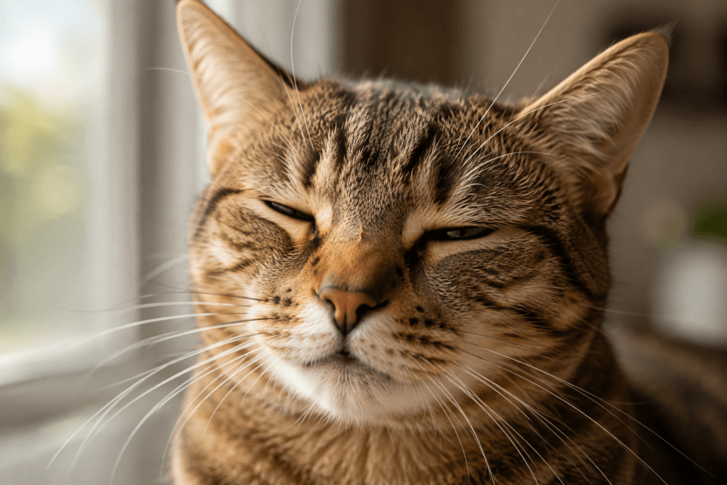 Cat giving a slow blink, a subtle Cat Trust Signs