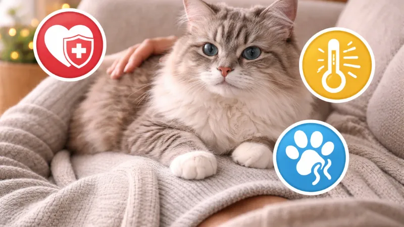 Cat sitting on human lap showing comfort and trust