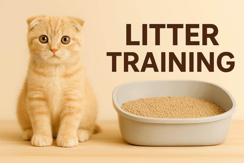 Scottish fold kitten litter training