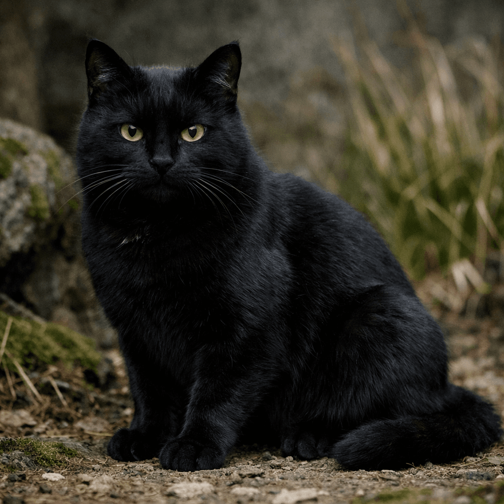 Scottish Cat Breeds | Every Breed from Scotland Explained 5 A large all-black Kellas Cat with an athletic build, representing the rare Scottish wildcat hybrid found in Moray, Scotland
