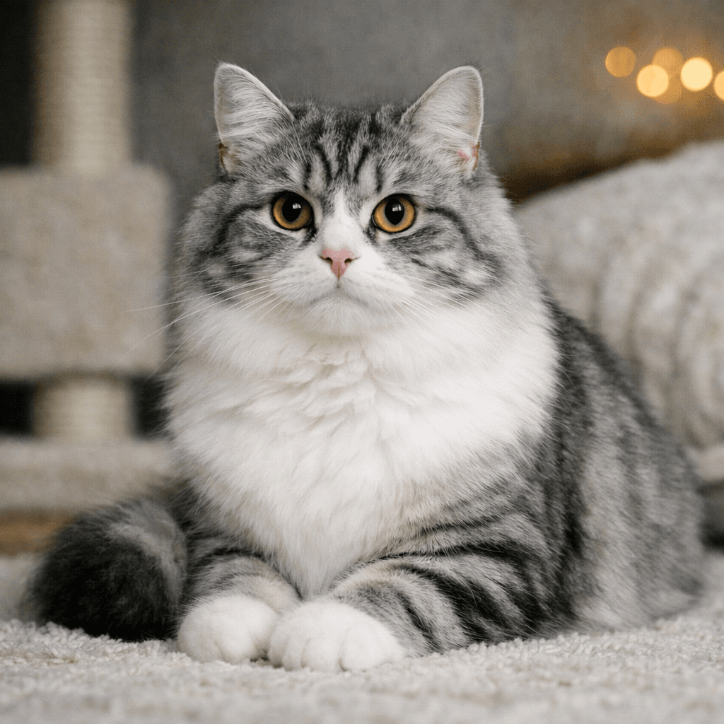 Scottish Cat Breeds | Every Breed from Scotland Explained 1 A Scottish Fold cat with folded ears and round orange eyes sitting calmly, showing its distinctive owl-like expression