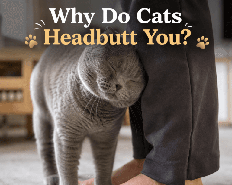 Cat headbutting owner's leg as a sign of affection