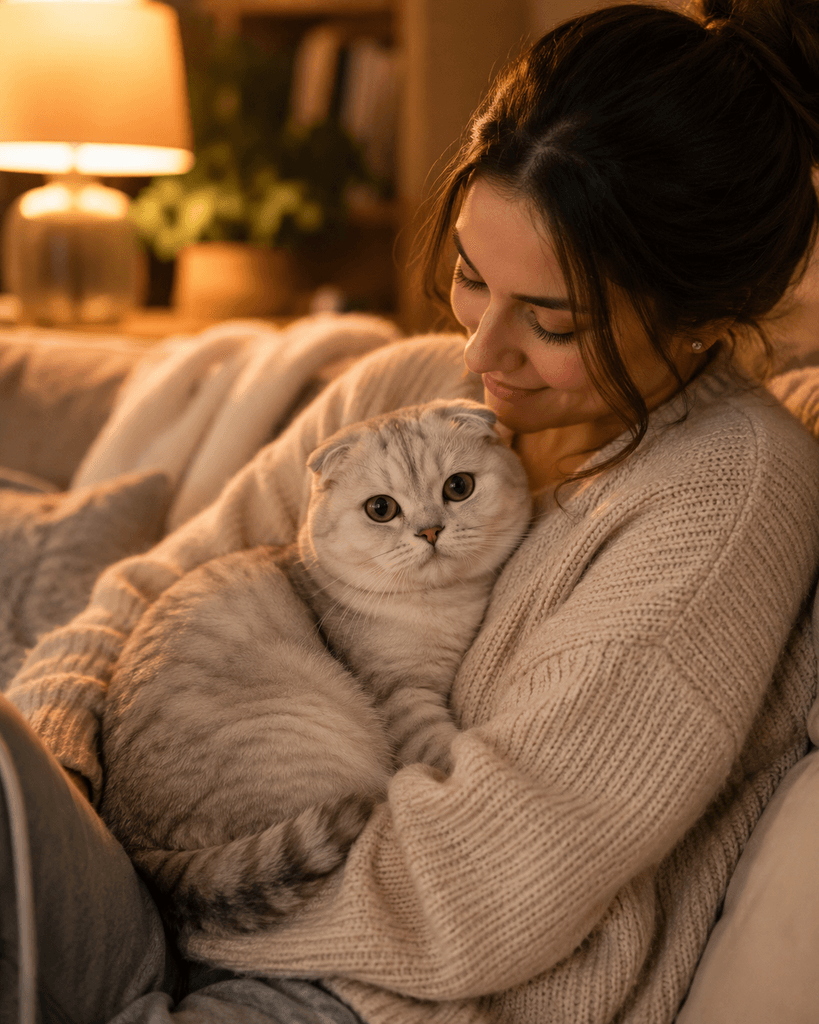 Are Scottish Folds Affectionate or Independent? 7 Surprising Personality Traits 5 Scottish Fold cat cuddled beside its owner on a couch