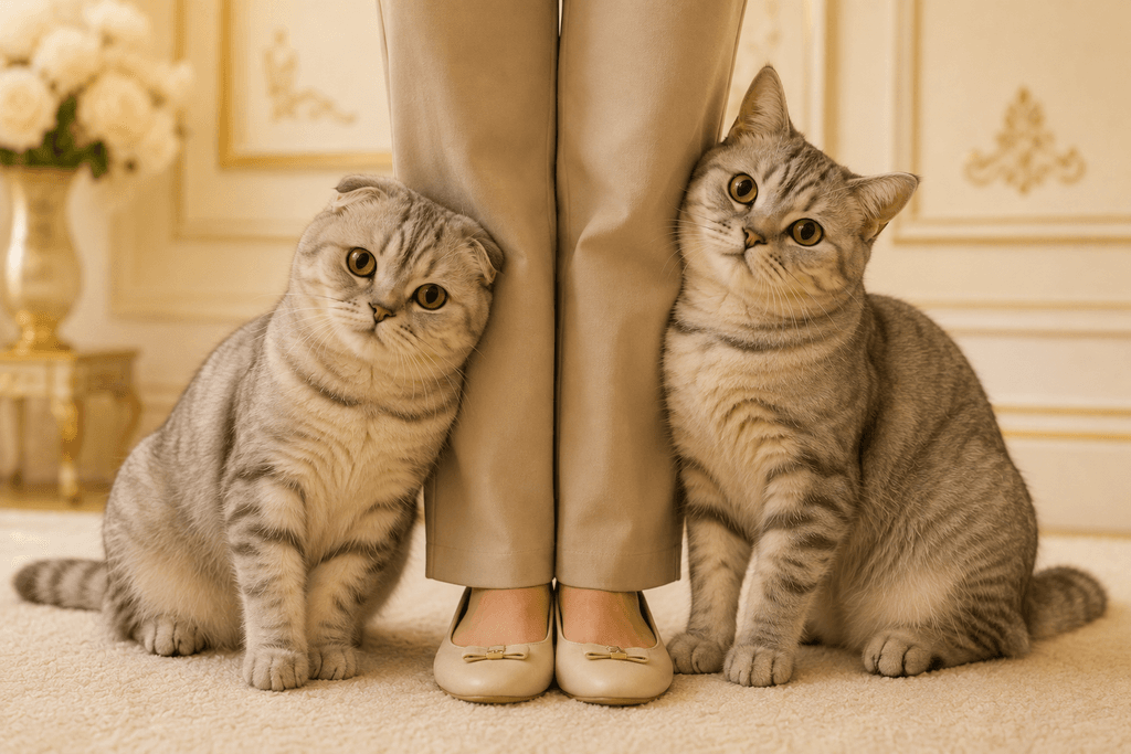 Scottish Fold vs Scottish Straight | 9 Amazing Differences Every Cat Owner Should Know 3 Scottish fold and Scottish straight cats leaning affectionately on owner