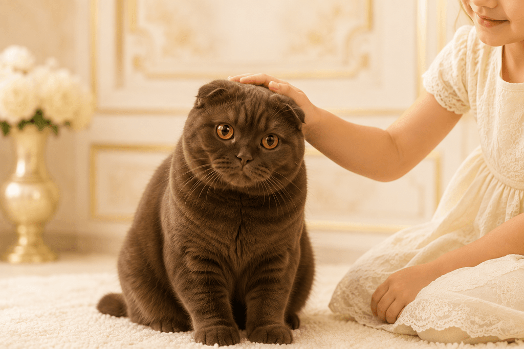 Scottish Fold vs Scottish Straight | 9 Amazing Differences Every Cat Owner Should Know 4 Scottish fold cat gently bonding with a child at home