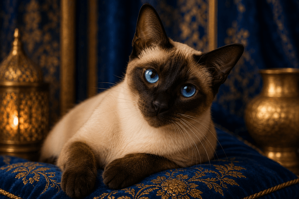 Siamese affectionate cat breed looking directly at camera