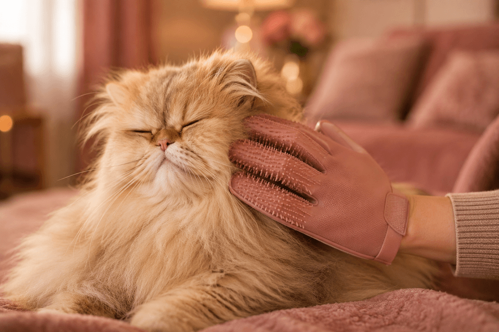 Why does my cat hate grooming Persian cat with silicone glove